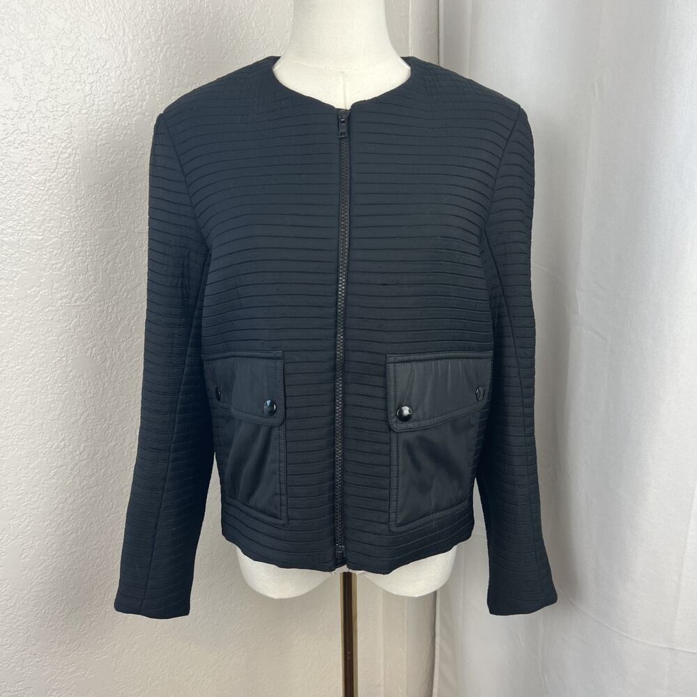 Sandro Jacket Womens 38 Black‎ Quilted Zip Basic Minimalist Classic Capsule READ